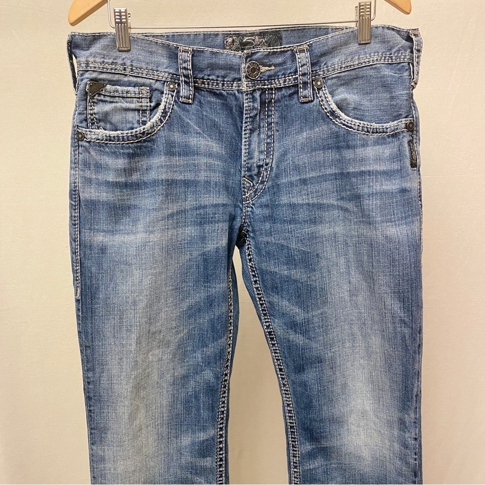 Silver Jeans 34x32 Nash Straight Leg 30” Inseam Mens Cotton Jeans Flap Pockets - Picture 5 of 14